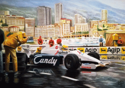 Ayrton Senna Toleman Hart Tg184. La Rascasse, Montecarlo. Pinturas al Oleo del Automovilismo - Daniel Sonzini
